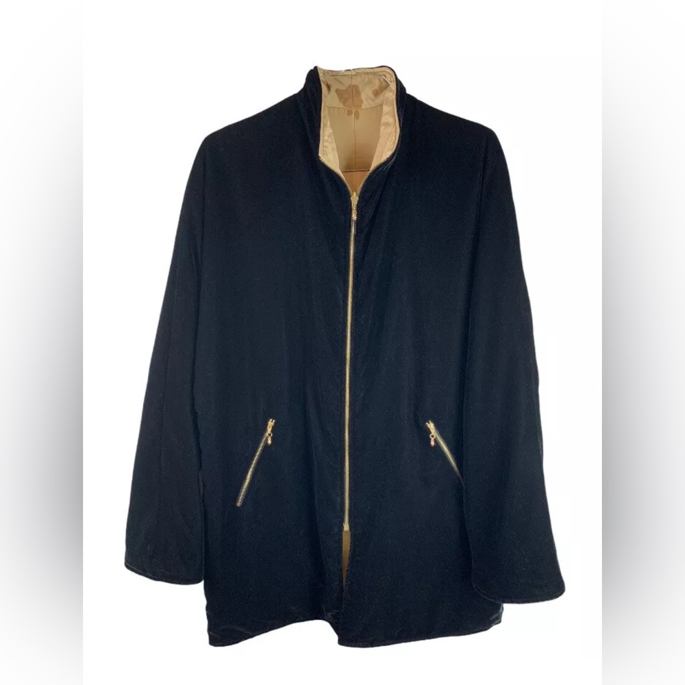 St John Reversible Black Velvet & Gold Satin Jacket, size petite